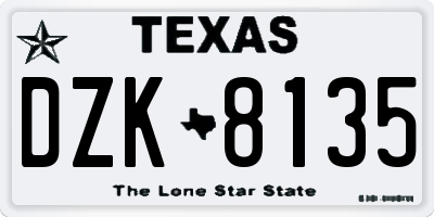 TX license plate DZK8135