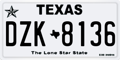 TX license plate DZK8136