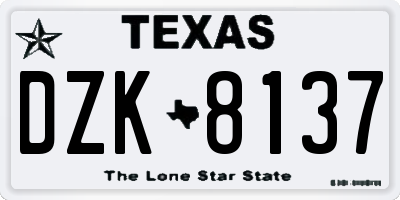 TX license plate DZK8137