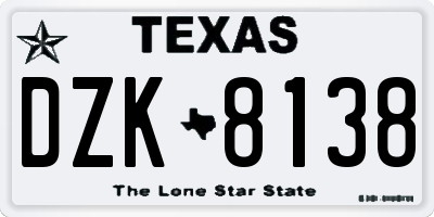 TX license plate DZK8138
