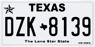 TX license plate DZK8139