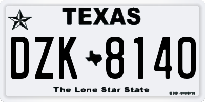 TX license plate DZK8140