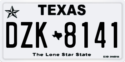 TX license plate DZK8141