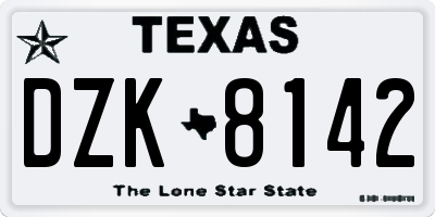 TX license plate DZK8142
