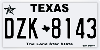 TX license plate DZK8143