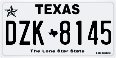 TX license plate DZK8145