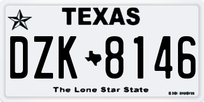 TX license plate DZK8146