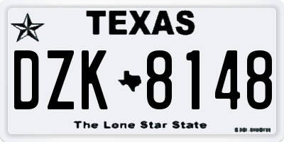 TX license plate DZK8148