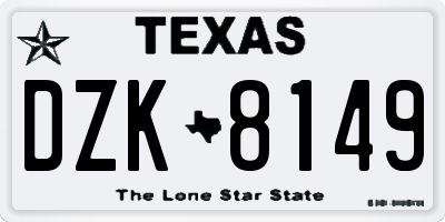 TX license plate DZK8149