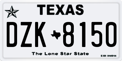 TX license plate DZK8150