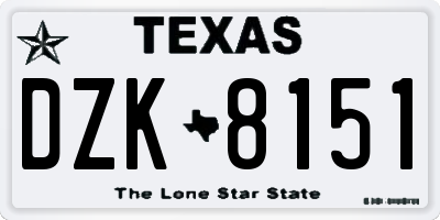 TX license plate DZK8151