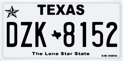 TX license plate DZK8152
