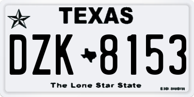TX license plate DZK8153
