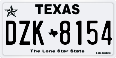 TX license plate DZK8154