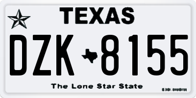 TX license plate DZK8155