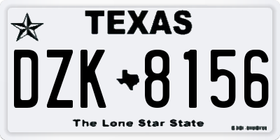 TX license plate DZK8156