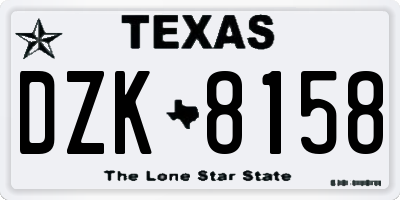 TX license plate DZK8158
