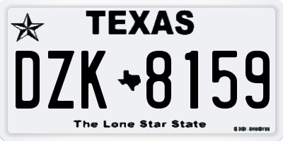 TX license plate DZK8159