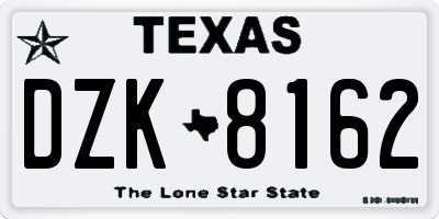 TX license plate DZK8162