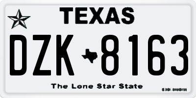 TX license plate DZK8163