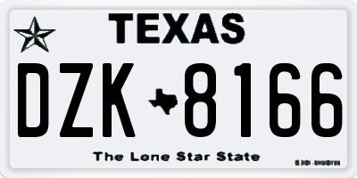 TX license plate DZK8166