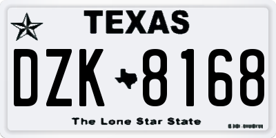 TX license plate DZK8168