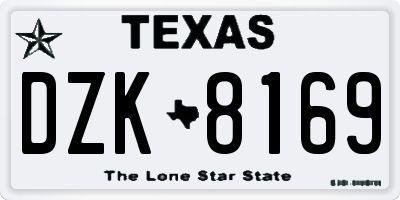 TX license plate DZK8169