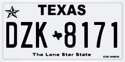 TX license plate DZK8171