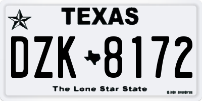 TX license plate DZK8172