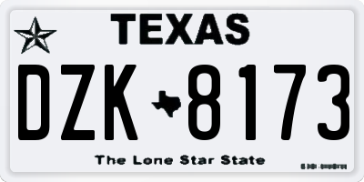 TX license plate DZK8173