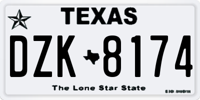 TX license plate DZK8174