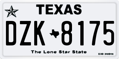 TX license plate DZK8175