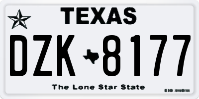 TX license plate DZK8177