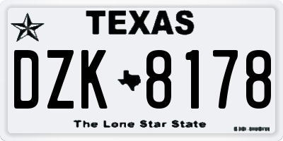 TX license plate DZK8178
