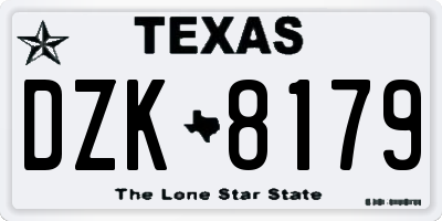 TX license plate DZK8179