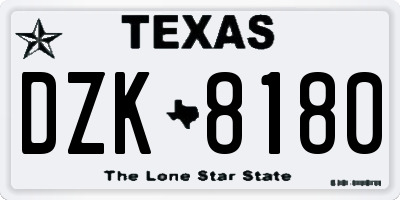 TX license plate DZK8180