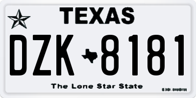 TX license plate DZK8181
