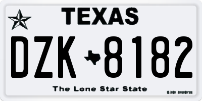 TX license plate DZK8182