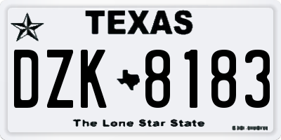TX license plate DZK8183