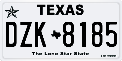 TX license plate DZK8185