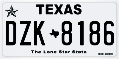 TX license plate DZK8186