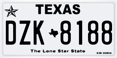 TX license plate DZK8188