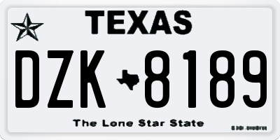 TX license plate DZK8189