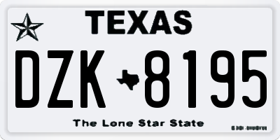 TX license plate DZK8195