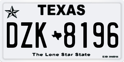 TX license plate DZK8196
