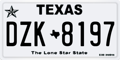 TX license plate DZK8197