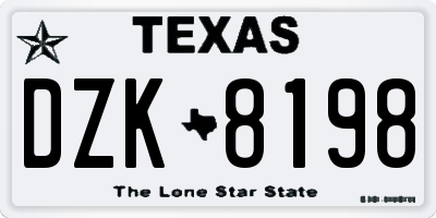 TX license plate DZK8198