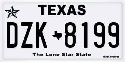 TX license plate DZK8199