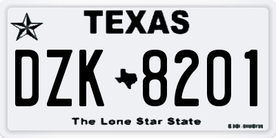 TX license plate DZK8201
