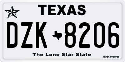 TX license plate DZK8206